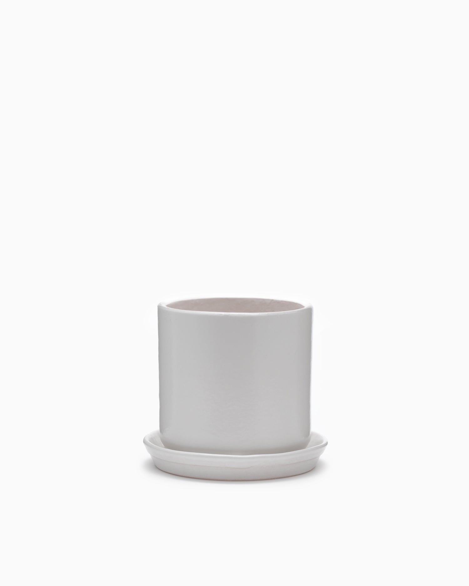 Small Matte White Cylinder Pot