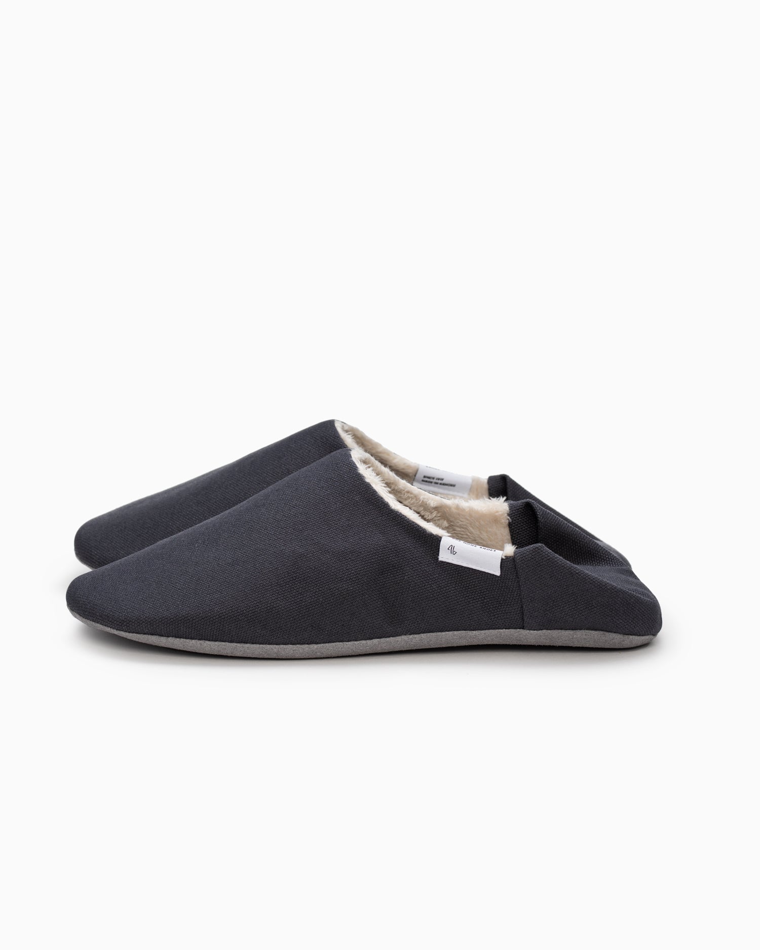 Wool Lined Canvas Room Shoes - Grey